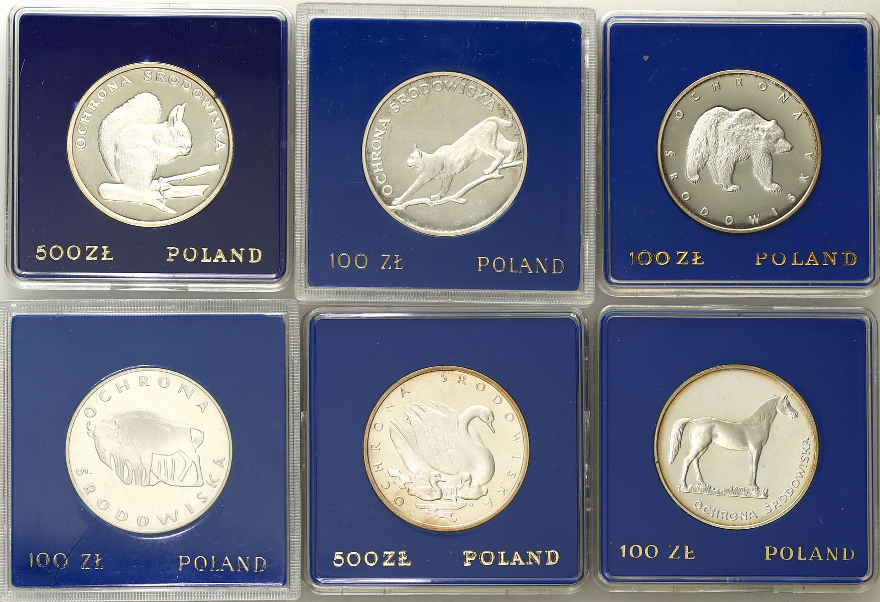 PRL. 100 - 500 złotych 1977-1985, zestaw 6 monet